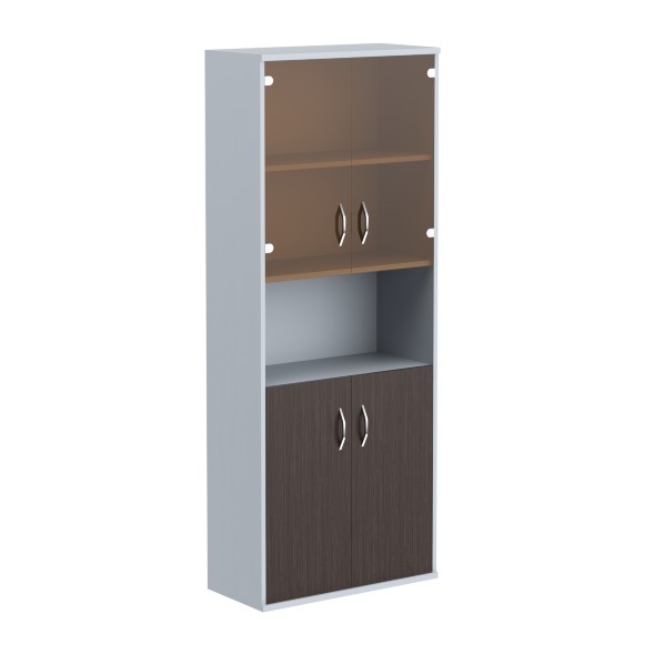 Шкаф комбинированный малыми стеклянными и глухими дверьми СТ-1.4 770*365*1975 I